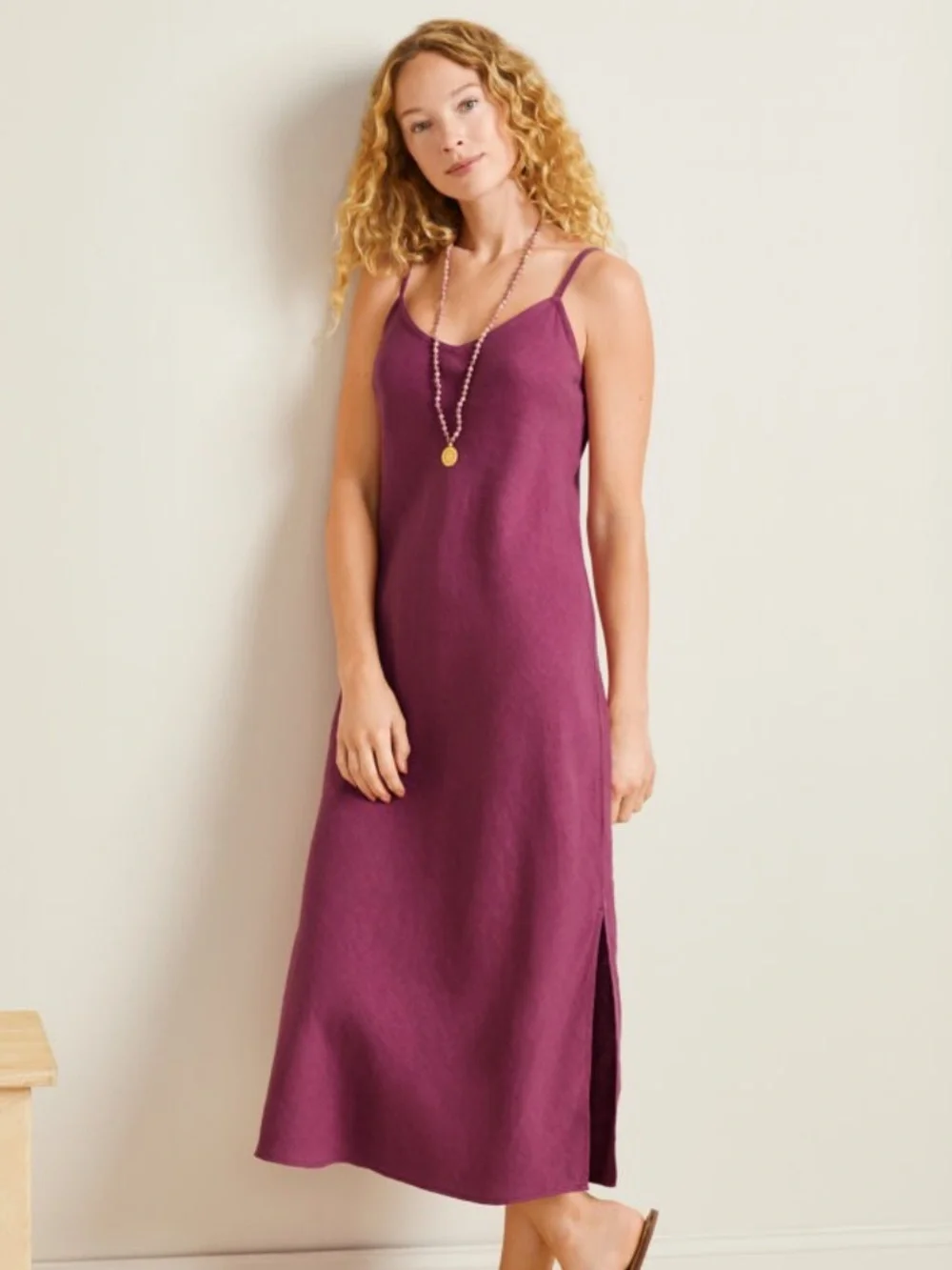 Garnett Hill Easy Linen Slip Dress - Picture 2 of 5